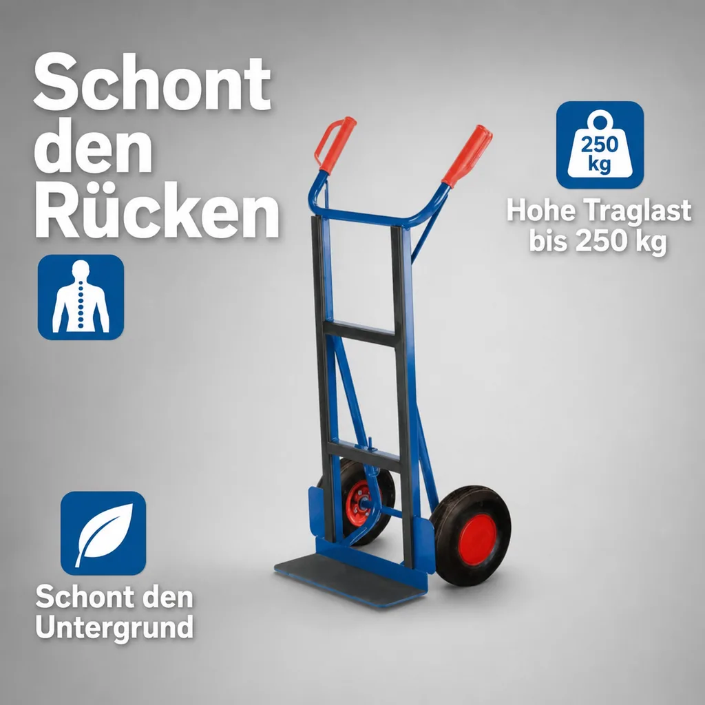 Gerätekarre, Stahlrohrkarre 250 kg, Transportkarre mit Luftbereifung