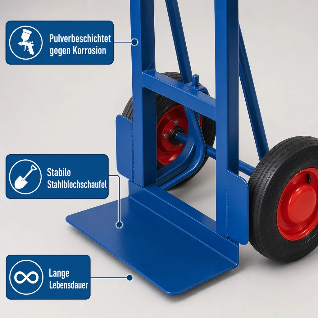 Gerätekarre, Stahlrohrkarre 250 kg, Transportkarre mit Luftbereifung