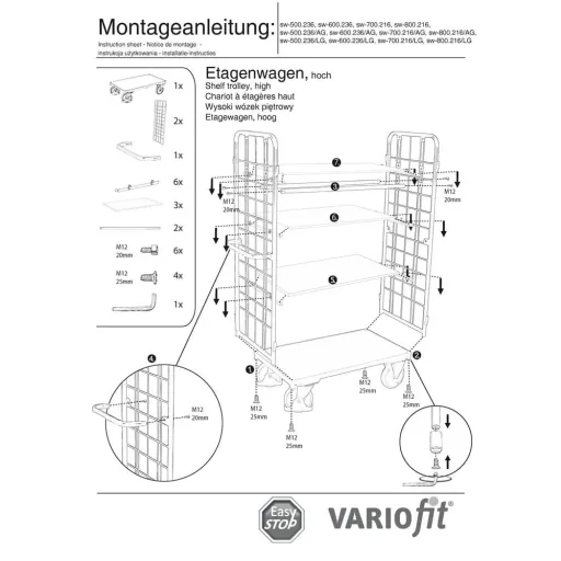Paketwagen, Gitterwagen, Etagenwagen, 500 kg Traglast