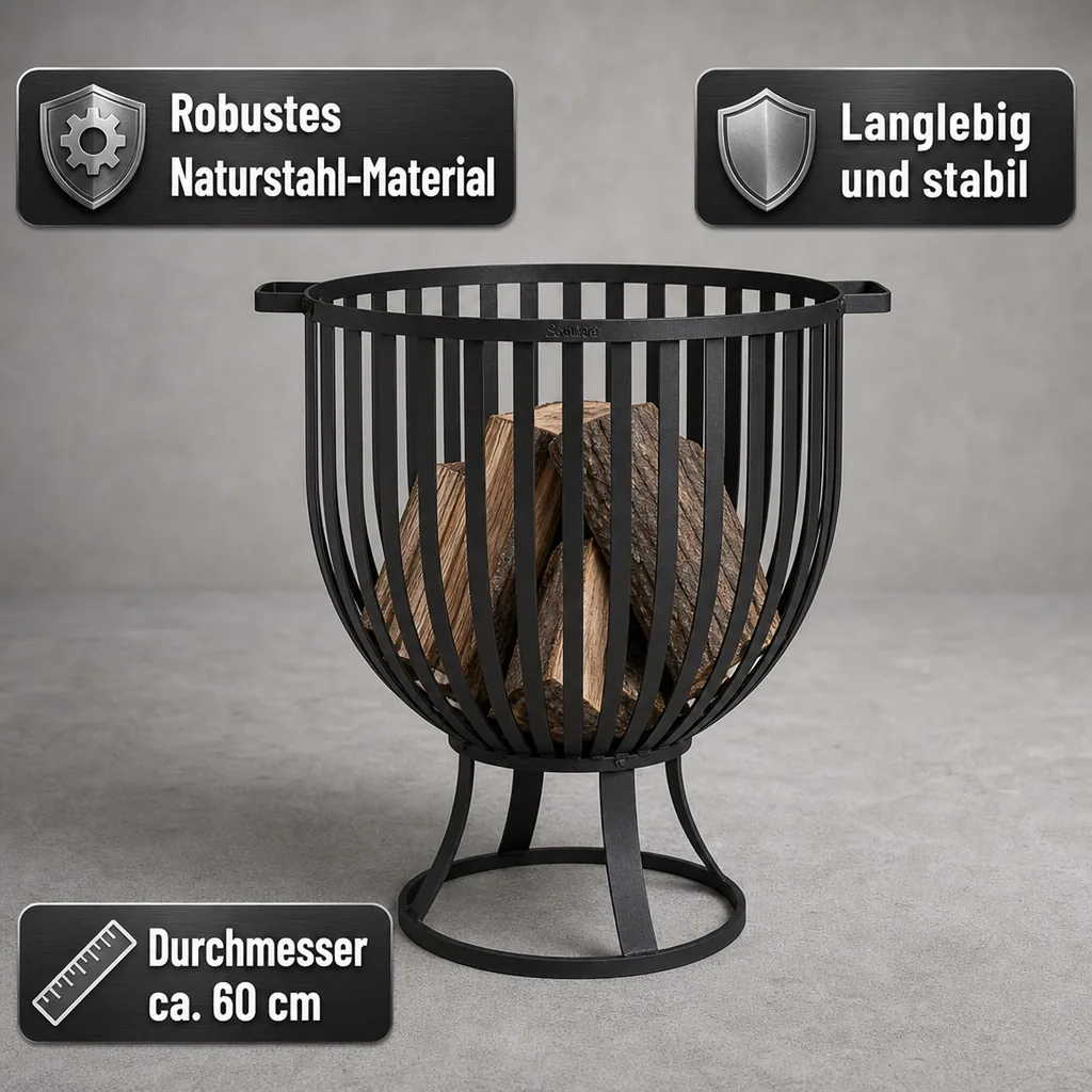 Feuerkorb KATAR aus Naturstahl, 60 cm