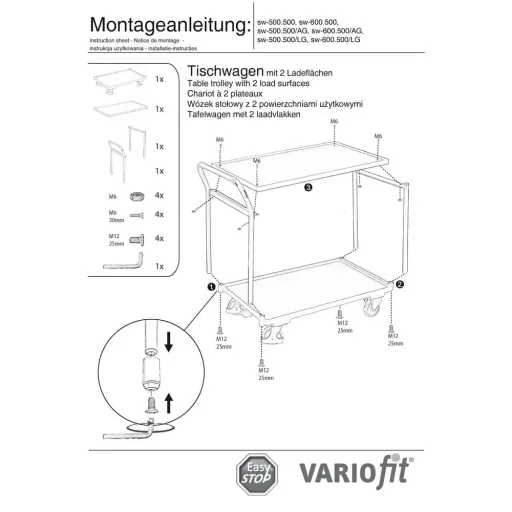 Tischwagen, 2 Ladeflächen, 250kg, Werkstattwagen