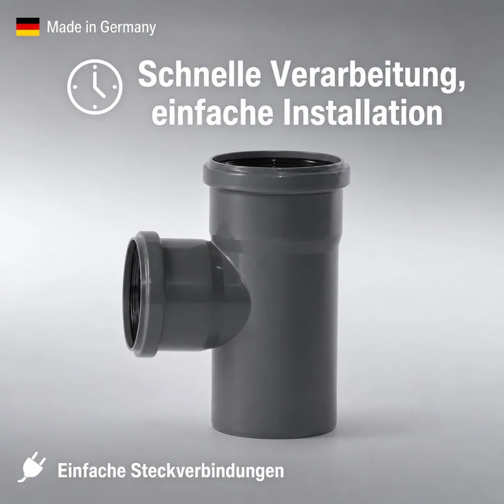 HT Abzweig, HT Rohr 90mm, Abwasserrohr 90mm, 87 Grad