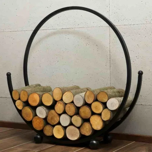 Kaminholzregal, Brennholzregal 80cm, Stahlprofil, Holzstapelregal