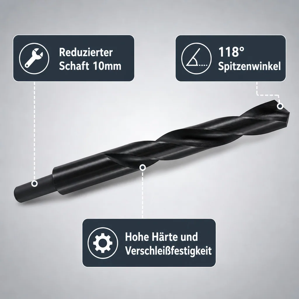 HSS Spiralbohrer DIN 338, 14,5mm, reduzierter Schaft 10mm, Stahlbohrer HSS