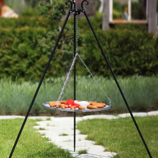 Schwenkgrill, 180cm Dreibein Grill, Edelstahl Grillrost 70cm