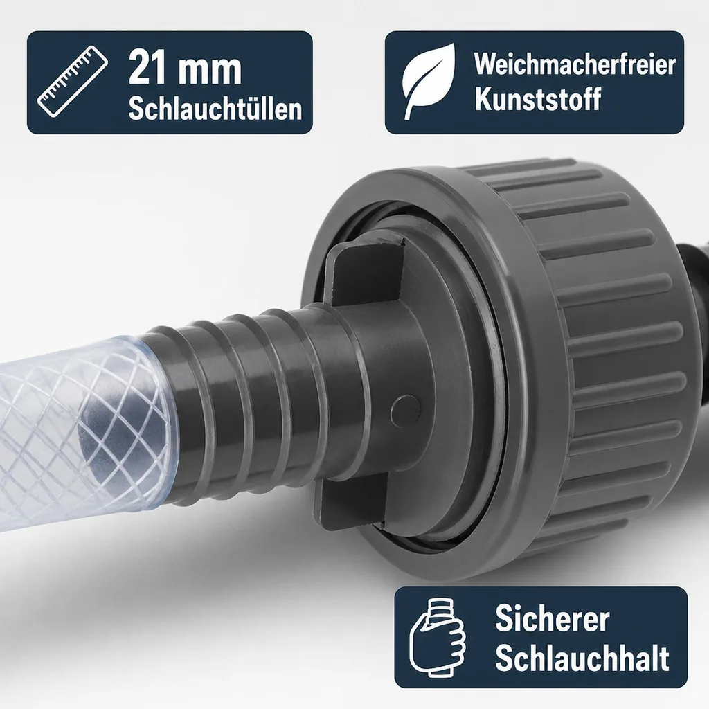 Rückschlagventil 21mm, PVC-U, mit Tüllen, für Schlauch