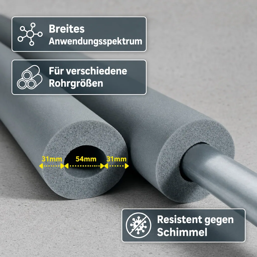 AEROFLEX® SH Rohrisolierung 2 m, flexible Dämmung aus geschlossenzelligem Schaumkautschuk, schwarz, 54 x 30 mm