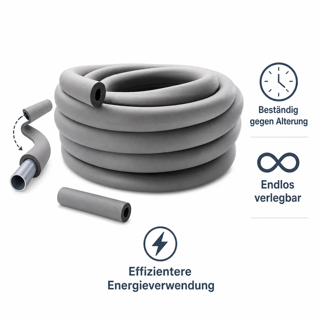 AEROFLEX® SH COIL Pipe Insulation, Pipe Lagging - Continuous, Self-Adhesive, Flexible Insulation Material from Closed-Cell Foam Rubber Base, Black - 15 x 10 mm/30m