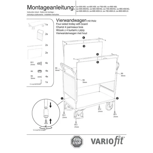 Vierwandwagen 500 kg Typ M + EasySTOP