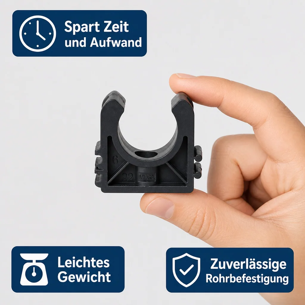 PVC Rohrklemme 25mm, Kunststoff Rohrbefestigung