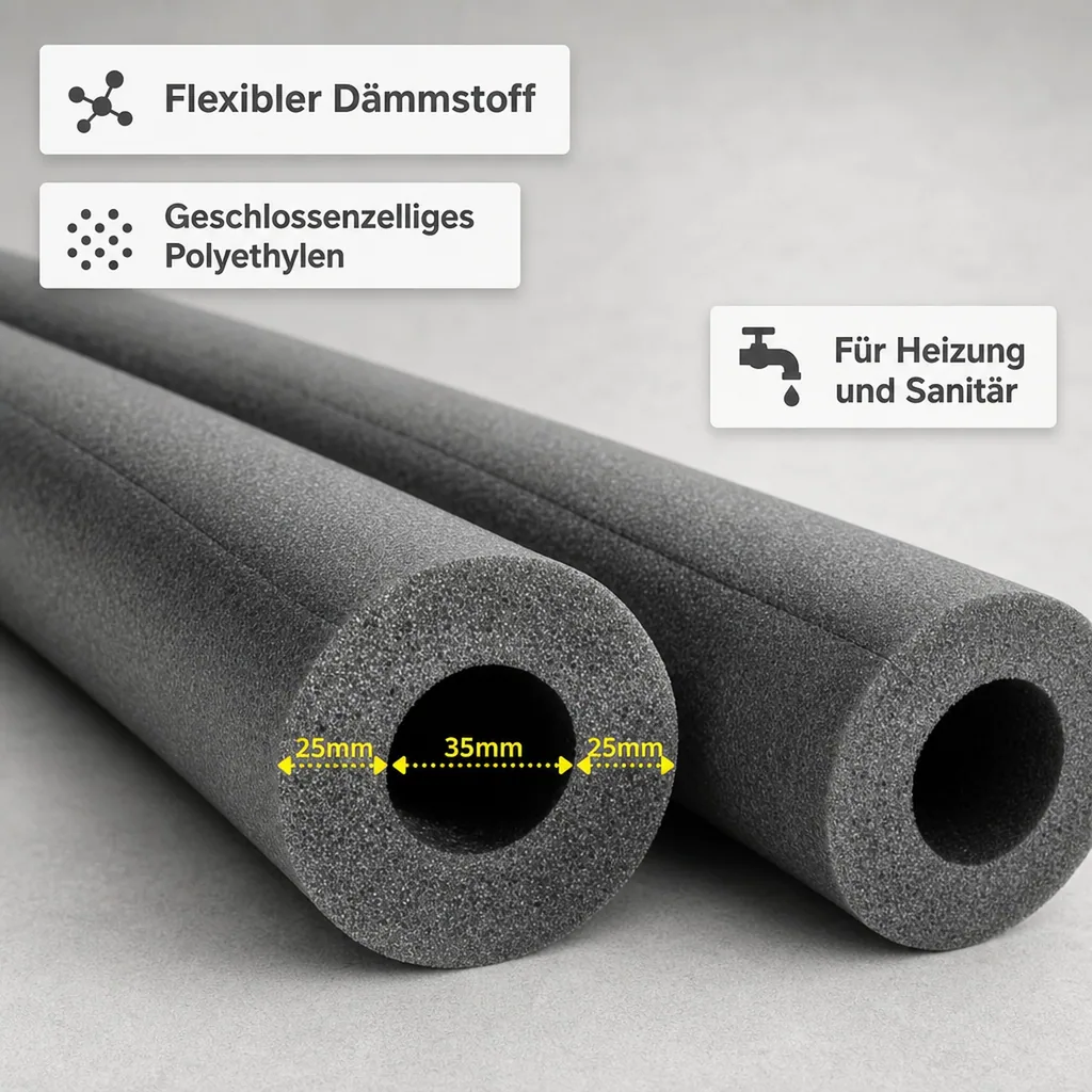 Rohr-Isolierung, 1m Isolierschlauch, Ø 35 mm x 25 mm, Isolierhülle