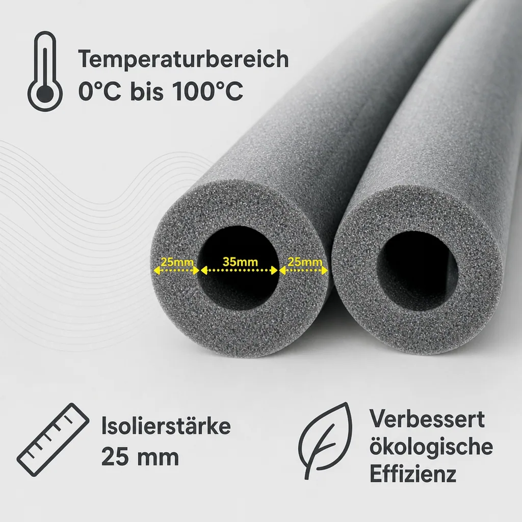 Rohr-Isolierung, 1m Isolierschlauch, Ø 35 mm x 25 mm, Isolierhülle