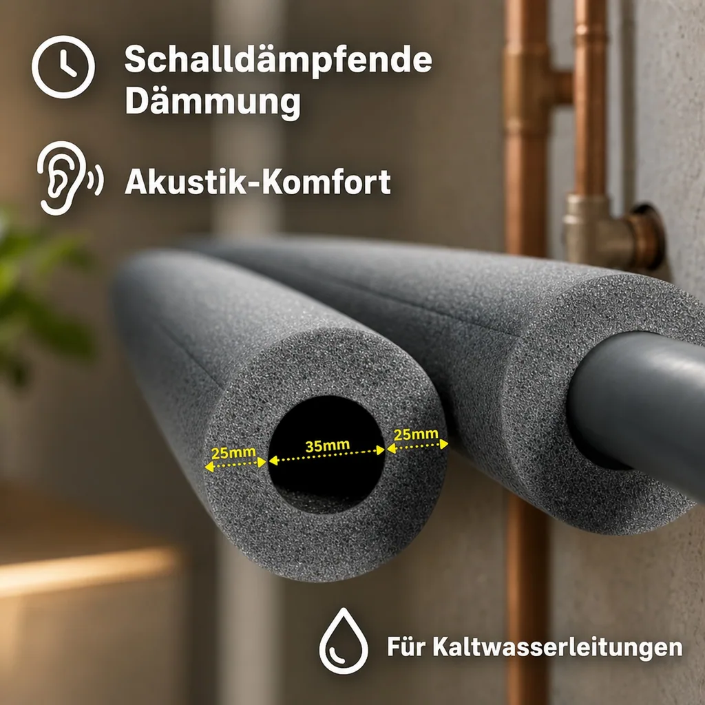 Rohr-Isolierung, 1m Isolierschlauch, Ø 35 mm x 25 mm, Isolierhülle