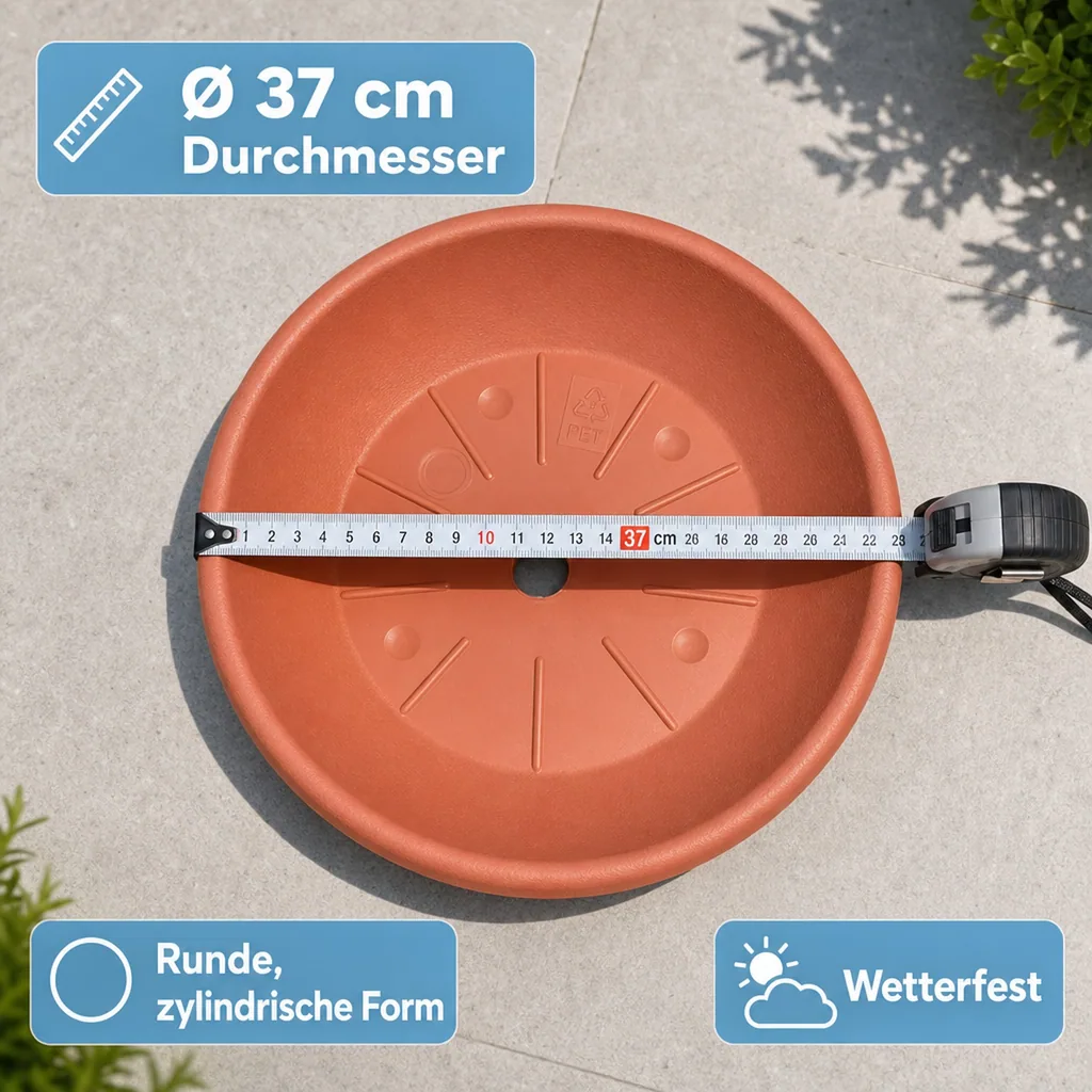Blumentopfuntersetzer, Untersetzer Blumentopf, Ø 37cm, Terrakotta, Kunststoff