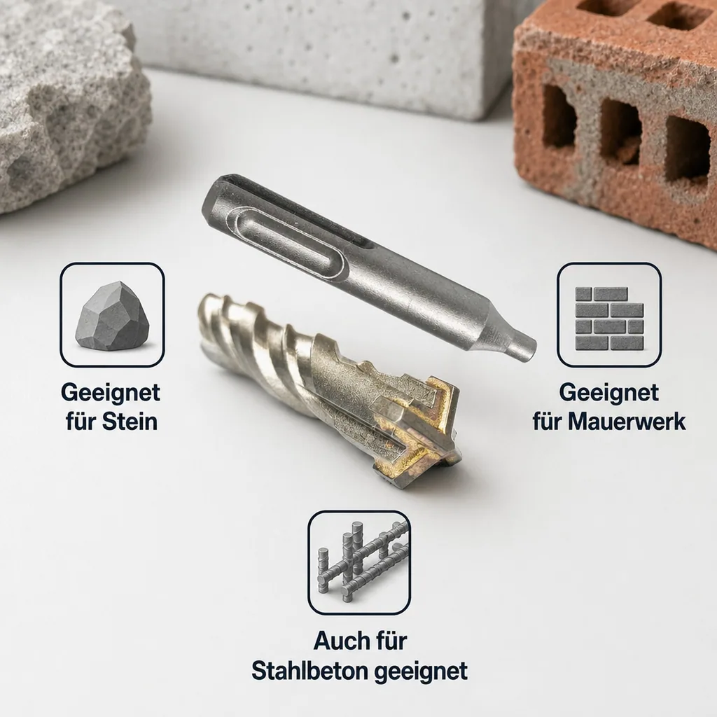 Hammerbohrer SDS Plus, 12mm x 260mm, 4-Schneider, Betonbohrer SDS Plus