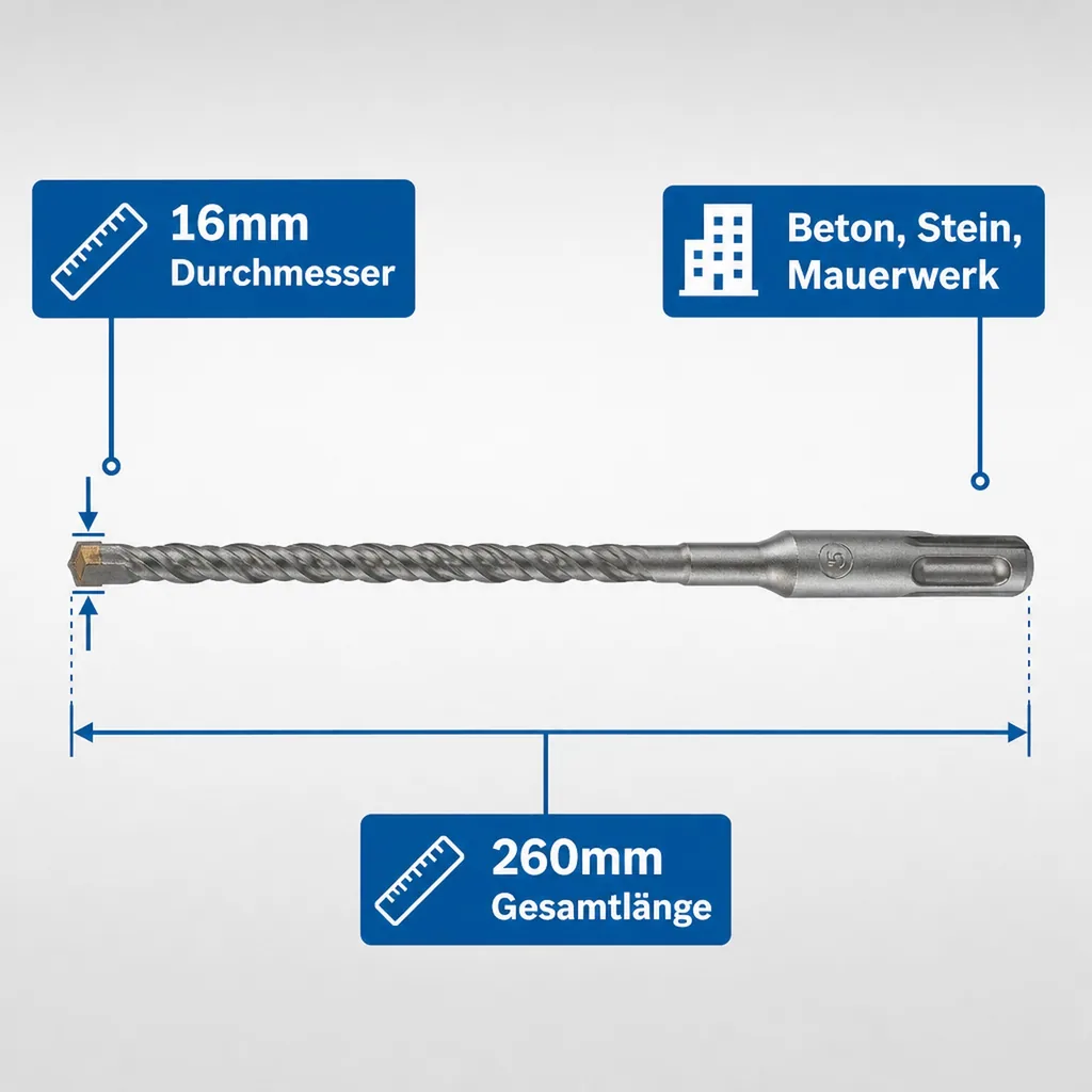 SDS Plus Hammerbohrer 16mm, 4 Schneider, Betonbohrer, Steinbohrer