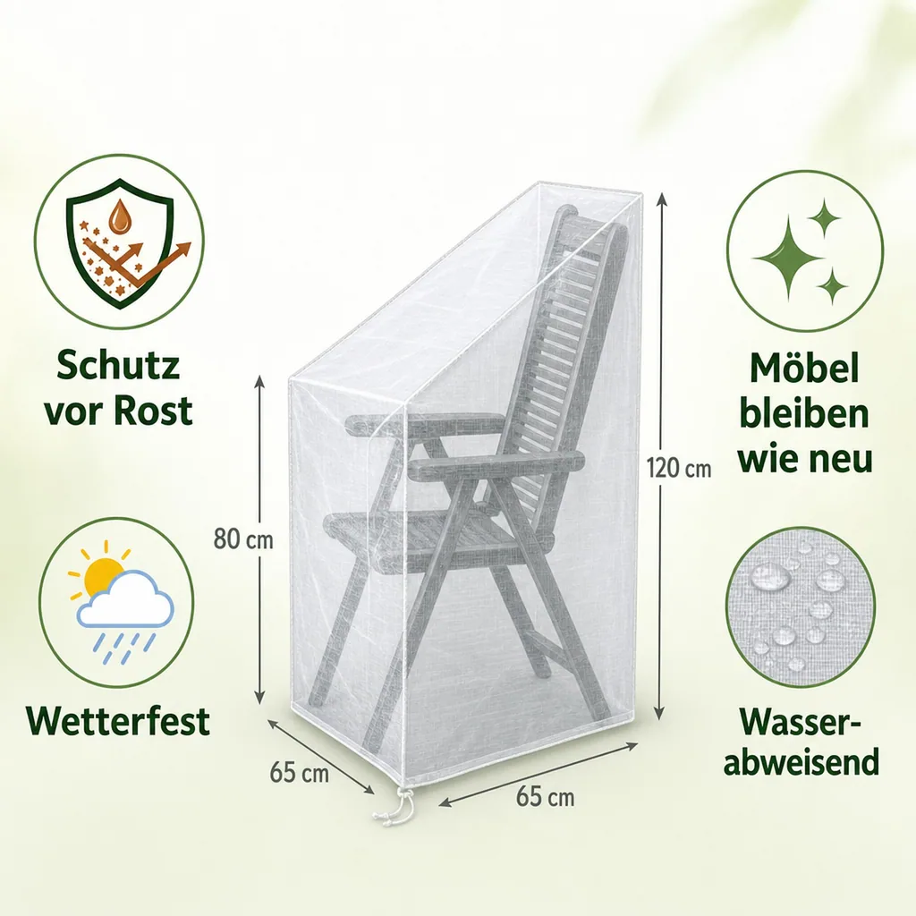Schutzhülle Gartenstuhl Transparent, Abdeckhaube für verstellbaren Stuhl 65x65x120/80 cm