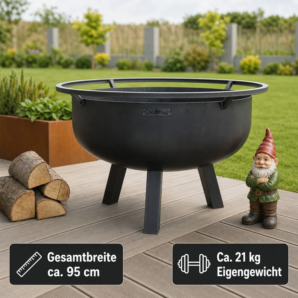 Feuerschale 80 cm, Garten, Stahl, XXL, Naturstahl