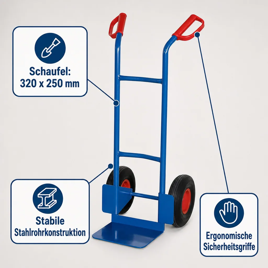 Sackkarre, Stahlrohr, Luftbereift, 200 kg