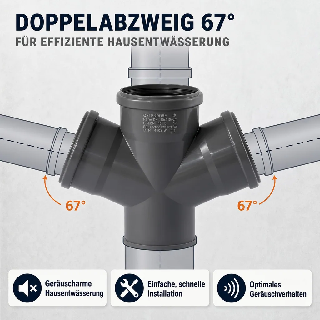 HT Rohr 110, Doppelabzweig, Abwasserrohr