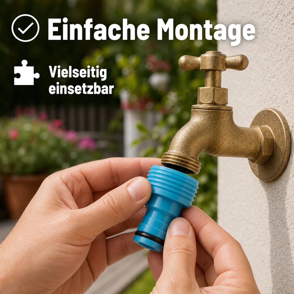Wasserhahnanschluss 3/4 Zoll, Adapter Aussengewinde, Anschluss Wasserhahn