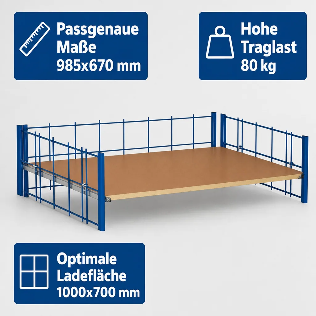 Zusatzboden, Winkelauflage für Paketwagen 1000 x 700 mm Typ L