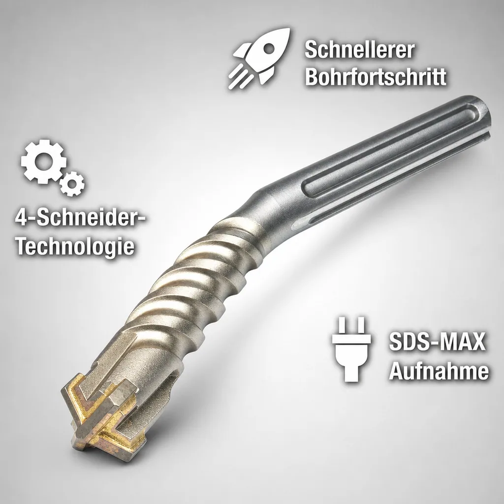 SDS Max Bohrer, Hammerbohrer, 25mm, 4 Schneider, Betonbohrer
