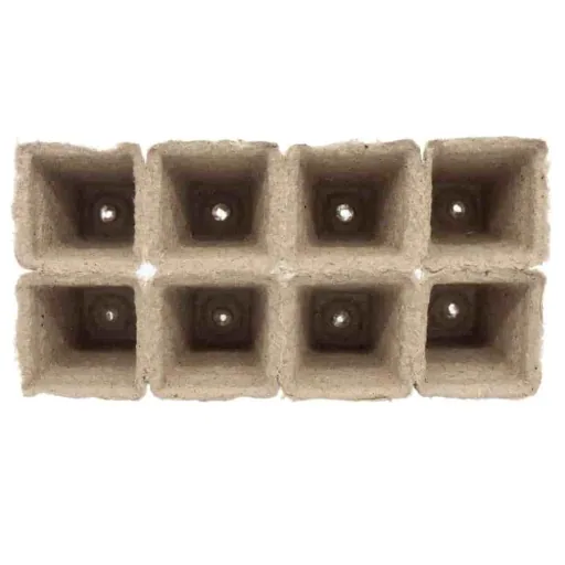 Anzuchtplatten, Anzuchttöpfe, 8 eckige Töpfe pro Platte, kompostierbar