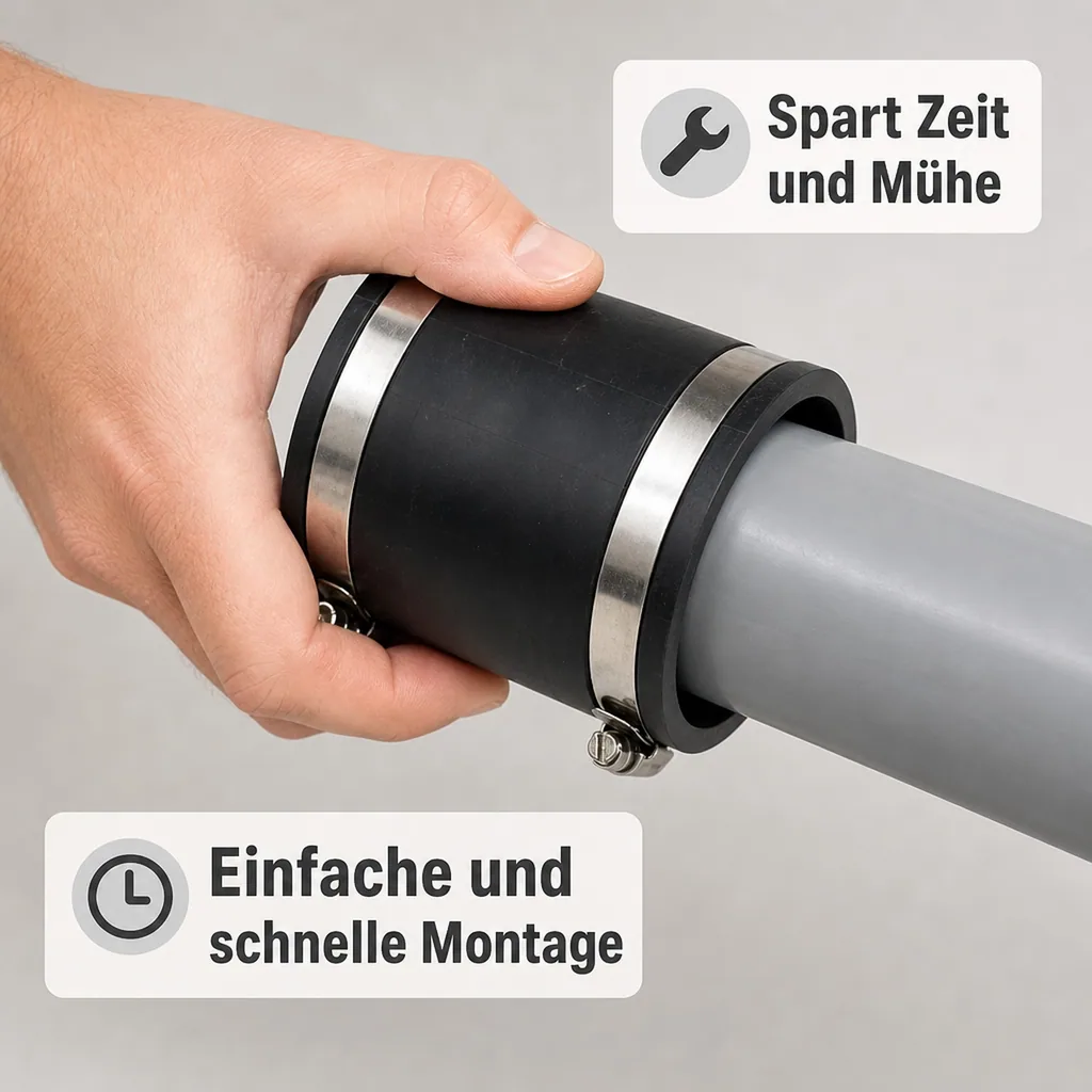 Flexible Kupplung 90mm, PVC Kupplung, Rohrreparatur ohne Kleben