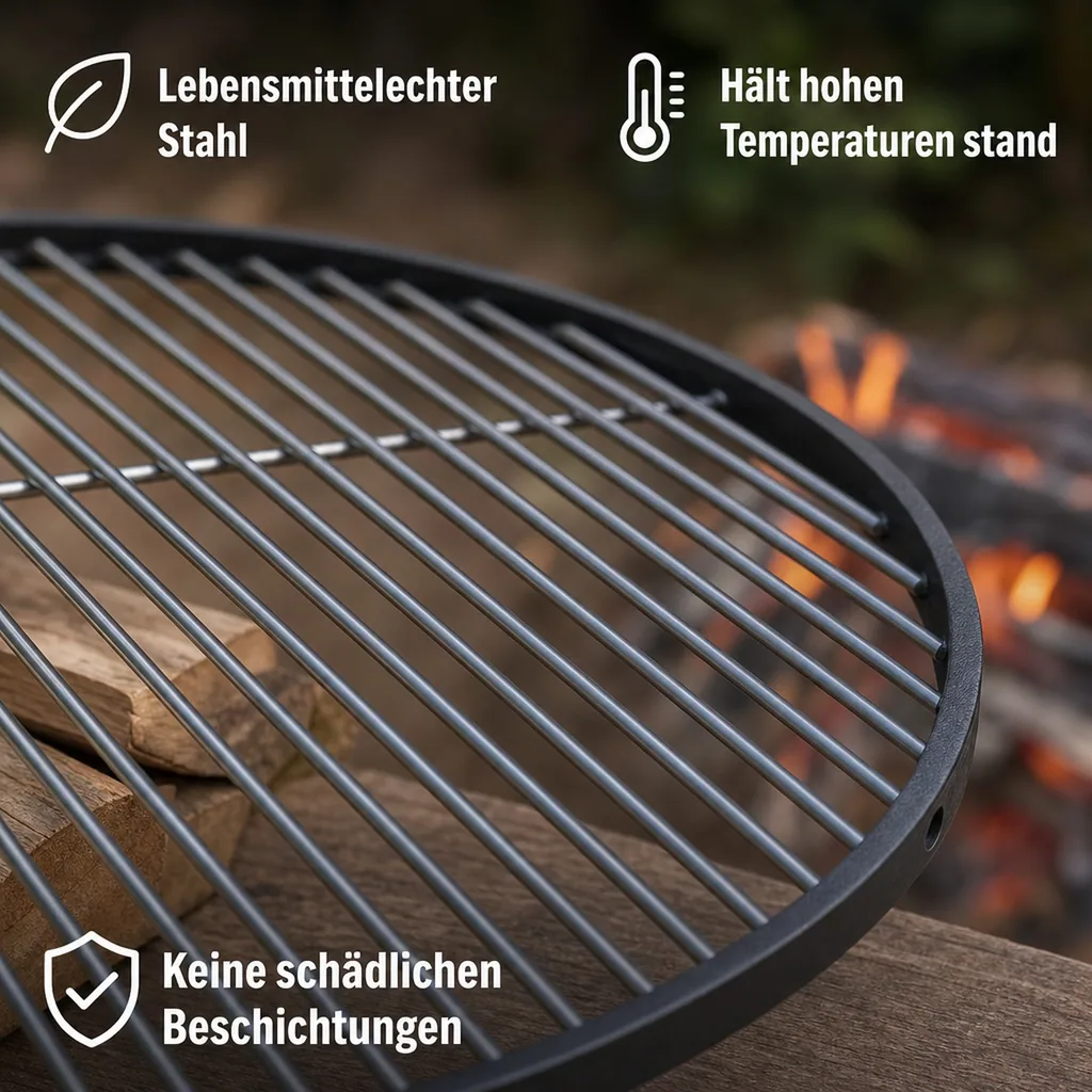 Grillrost 50 cm, Stahl, rund, für Dreibein & Feuerstelle