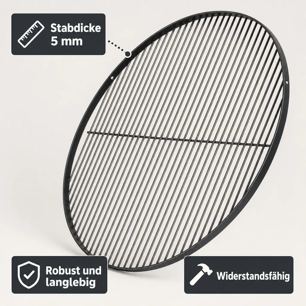 Grillrost 50 cm, Stahl, rund, für Dreibein & Feuerstelle