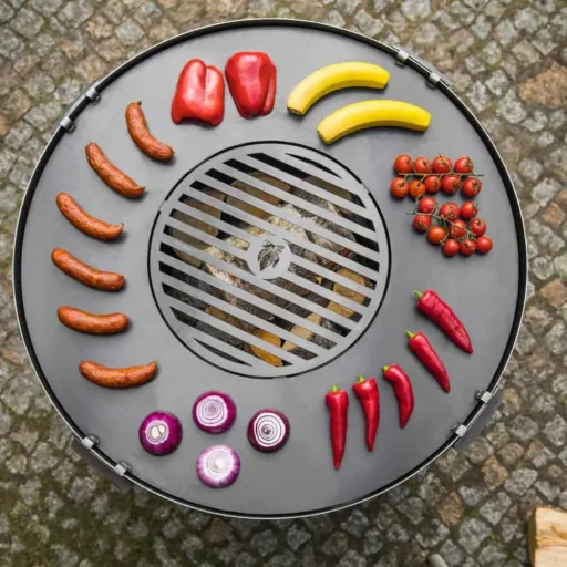 Grillplatte Feuerschale, 82cm, mit Grillrost 40cm, Naturstahl