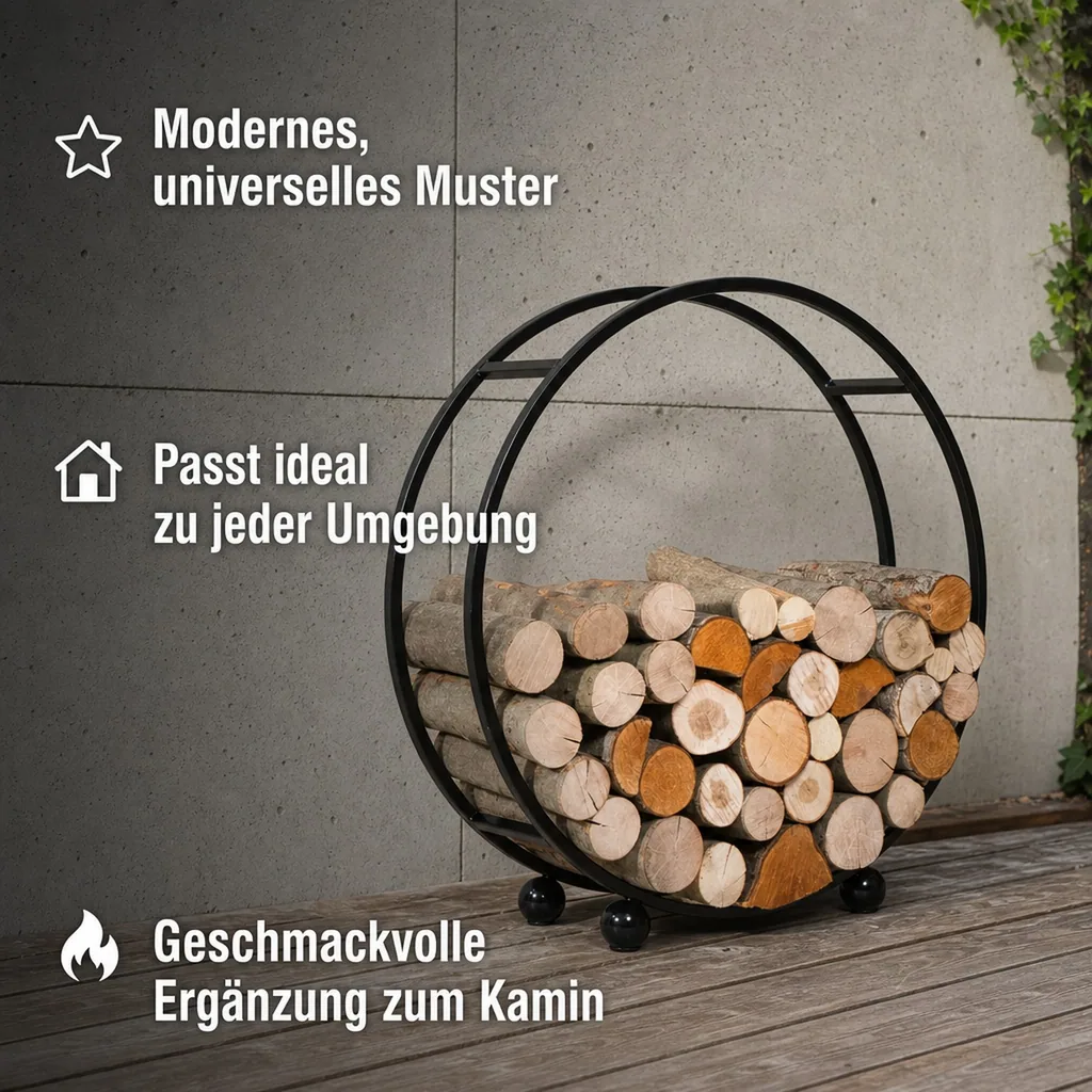 Kaminholzregal „DAISY“ 100 cm - aus Naturstahl