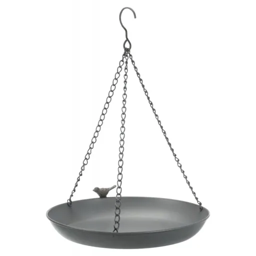 Vogeltränke zum Aufhängen, Vogelbad, Metall, Grau