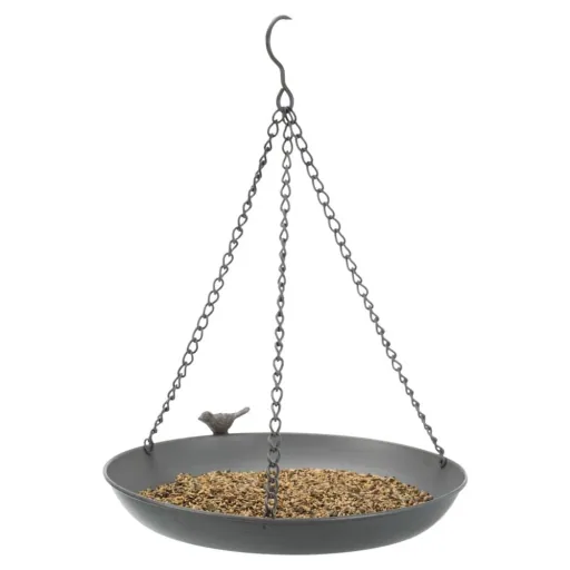 Vogeltränke zum Aufhängen, Vogelbad, Metall, Grau