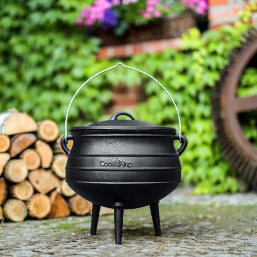 Gusseisenkessel 6 l, Gulaschkessel, Feuertopf, Kochen am offenen Feuer