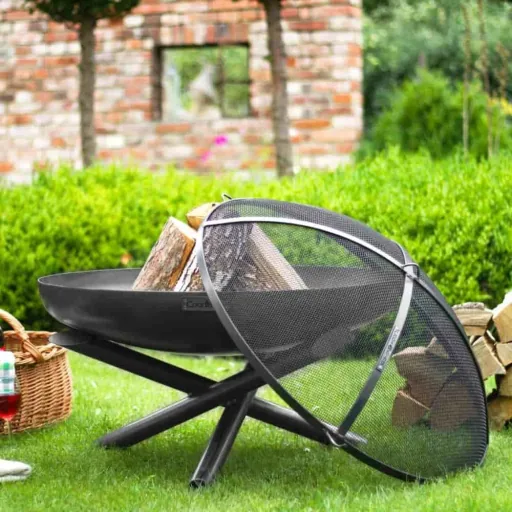 Feuerschale 80 cm Stahl, Garten Feuerstelle, Terrassenfeuer