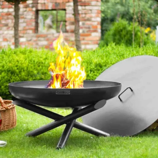 Feuerschale 80 cm Stahl, Garten Feuerstelle, Terrassenfeuer