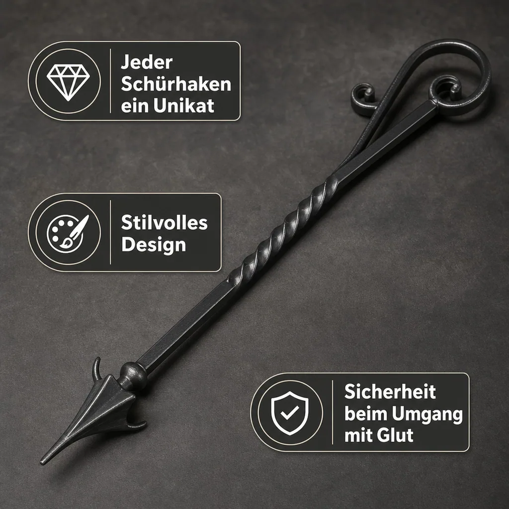 Feuerschale Zubehör, Schürhaken, Grillhaken, 100cm, Naturstahl