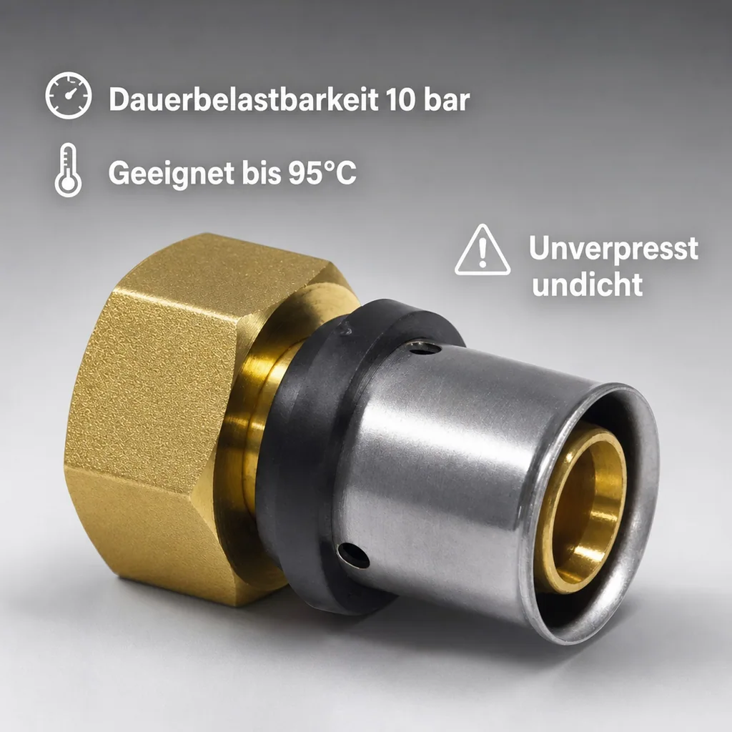 Pressfitting Übergangverschraubung 26x3, 1 Zoll IG, Multikontur