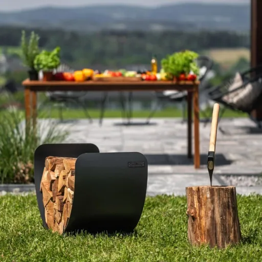 Kaminholzregal Stahl, Brennholzregal, Holzstapelhilfe, 70x45cm