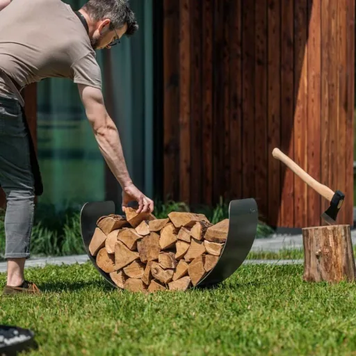 Kaminholzregal Stahl, Brennholzregal, Holzstapelhilfe, 70x45cm