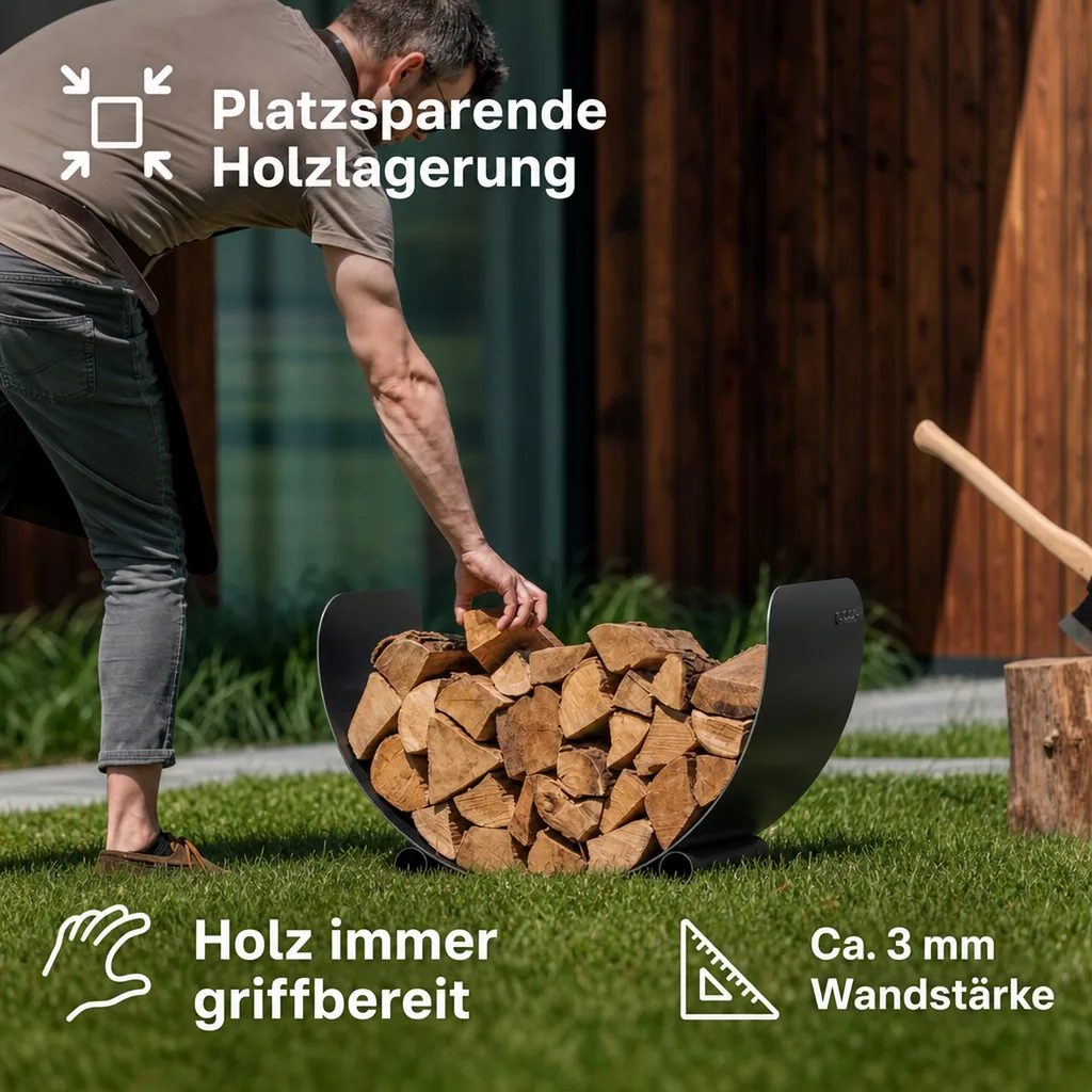 Kaminholzregal Stahl, Brennholzregal, Holzstapelhilfe, 70x45cm