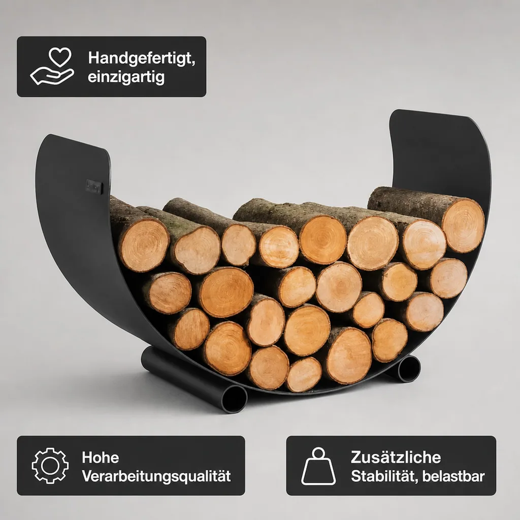 Kaminholzregal Stahl, Brennholzregal, Holzstapelhilfe, 70x45cm