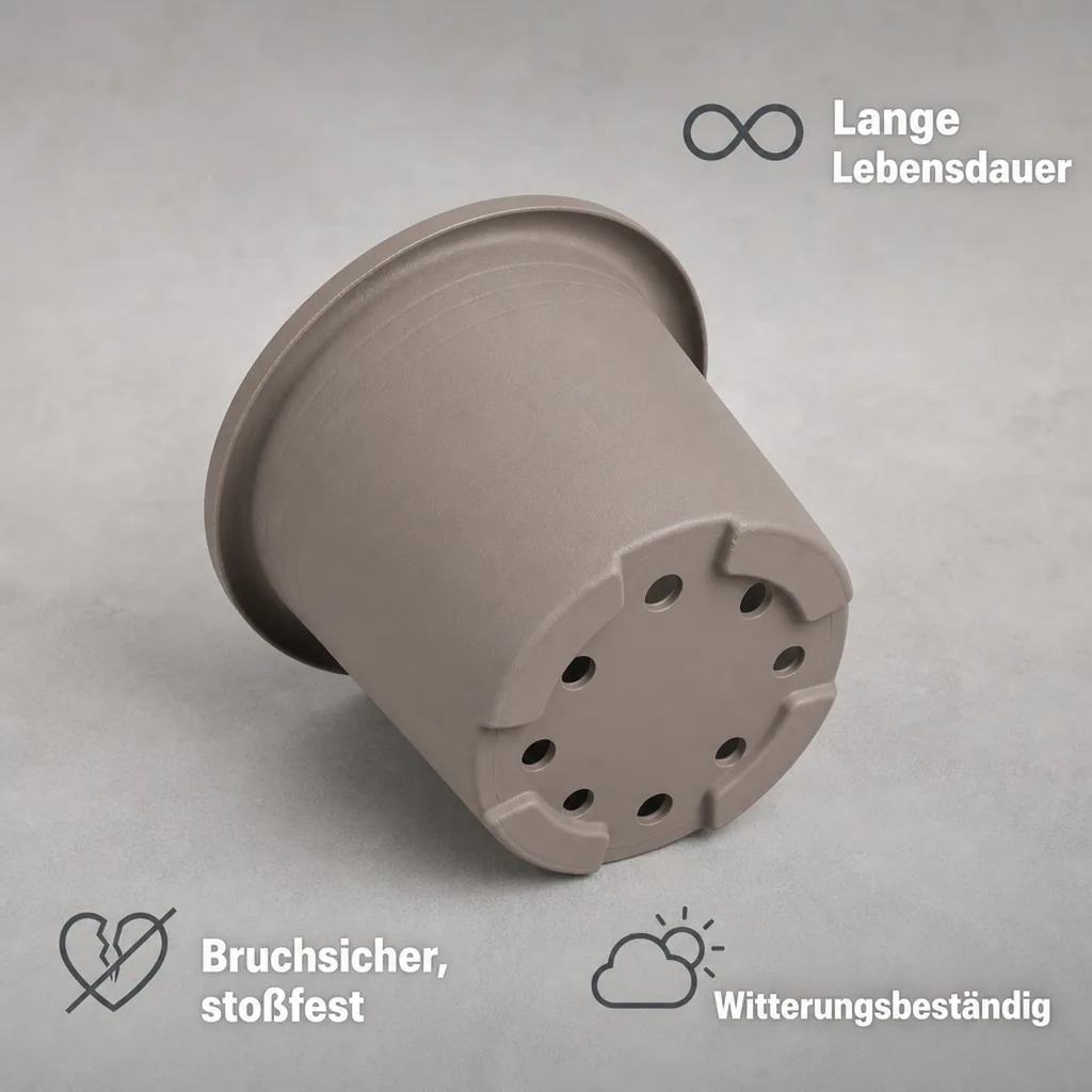 Blumentopf CYLINDRO 16 cm, 1.4 Liter, taupe, Kunststoff