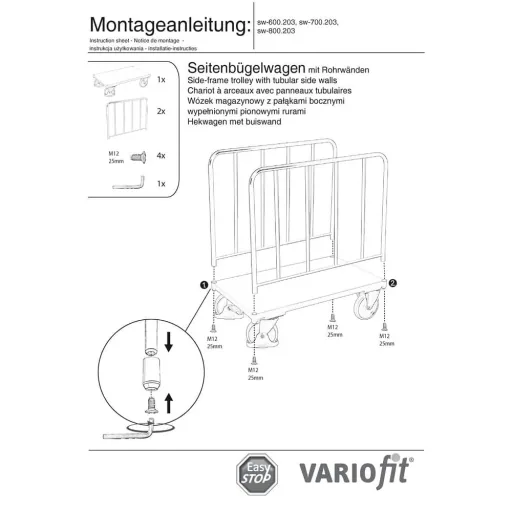 Rohrwand Seitenbügelwagen, Transportwagen 500kg, Werkstattwagen