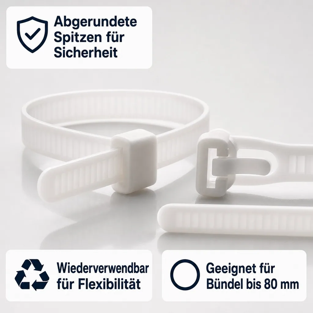 Kabelbinder wiederlösbar 300mm, 100 Stück, natur