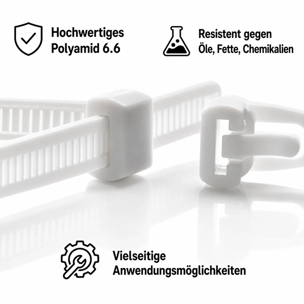 Kabelbinder wiederlösbar 300mm, 100 Stück, natur