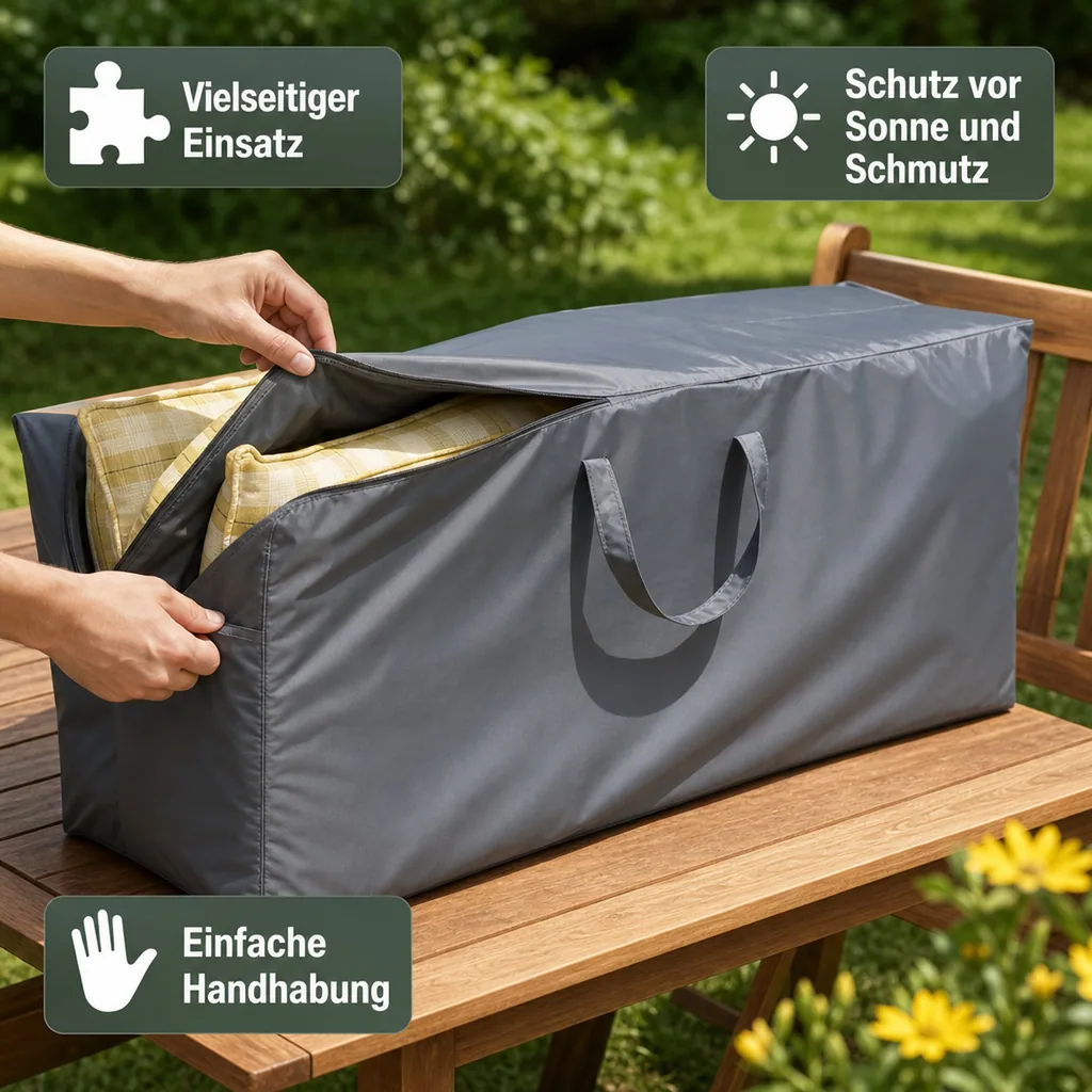 Sitzkissen Schutzhülle, Deluxe, 125x32x50 cm, wetterfest, wasserdicht