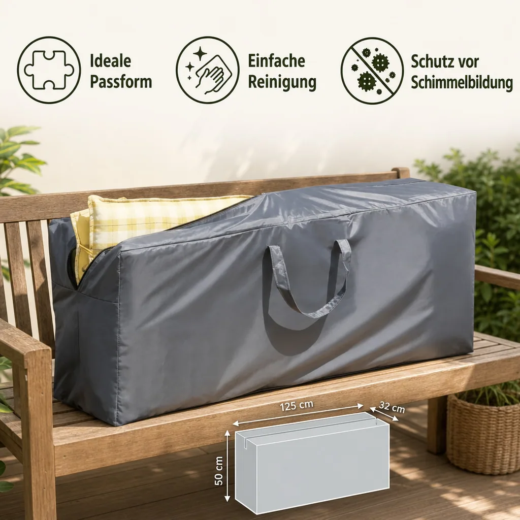 Sitzkissen Schutzhülle, Deluxe, 125x32x50 cm, wetterfest, wasserdicht